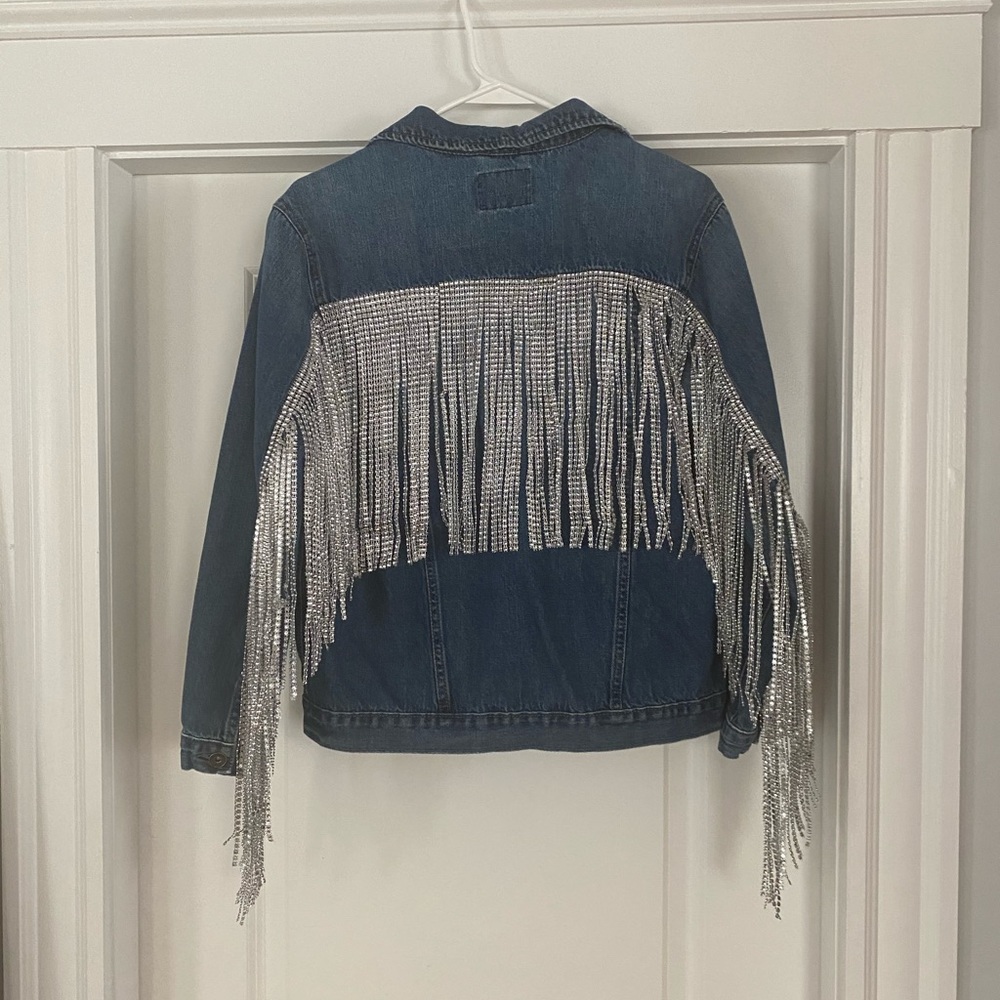 Custom sequin denim jacket.